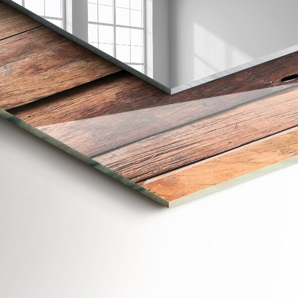 Rektangulär spegel med tryckt ram Vägg klädd med träpaneler