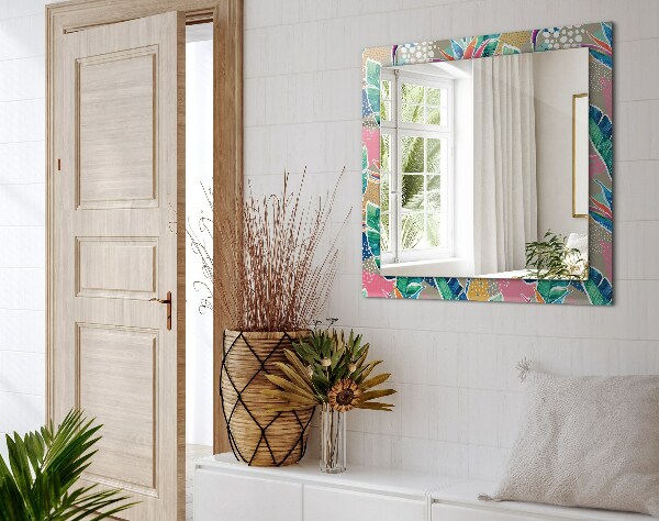 Spegel med tryck Blommor och blad