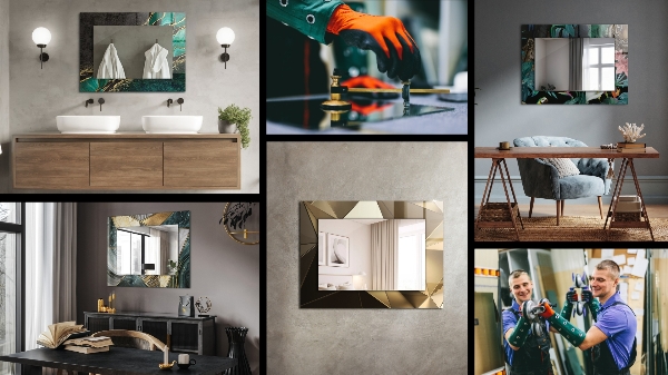 Spegel med tryck Färgglada abstrakta rektanglar