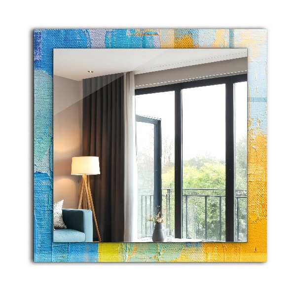 Rektangulär spegel med tryckt ram Abstrakt oljemålning