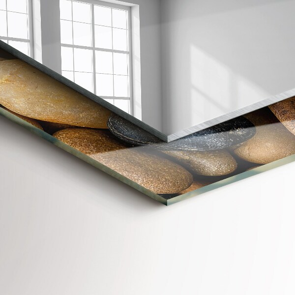 Rektangulär spegel med tryckt ram Monokroma stenar