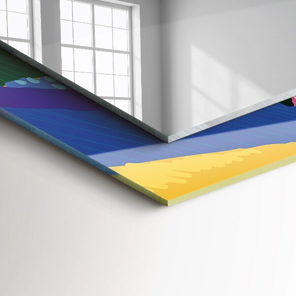 Rektangulär spegel med tryckt ram Färgglatt abstrakt motiv