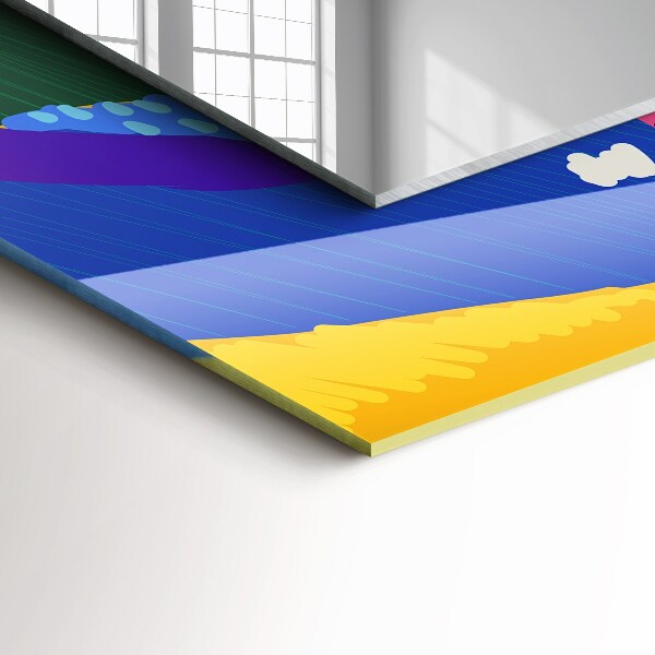 Rektangulär spegel med tryckt ram Färgglatt abstrakt motiv