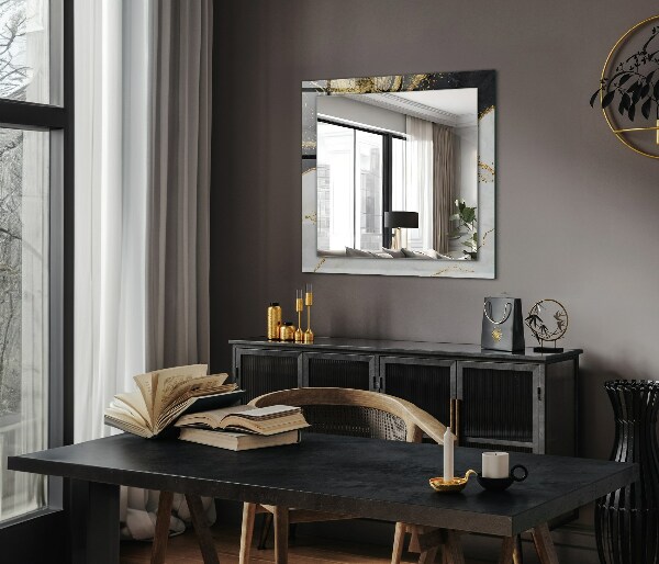 Spegel med tryck Abstrakt konst i guld