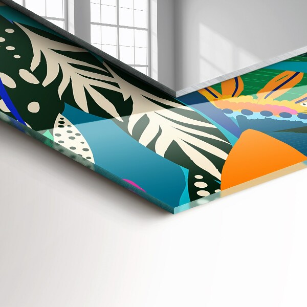 Spegel med tryckt ram Abstrakta färgglada blommor