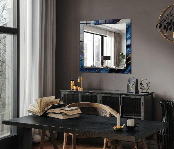 Rektangulär spegel med tryckt ram Abstrakt konst i marmor