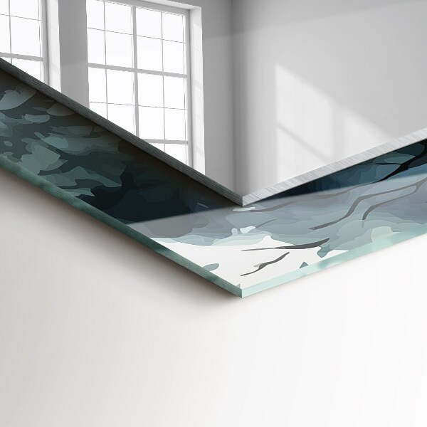 Spegel med tryck Blommor lämnar fåglar