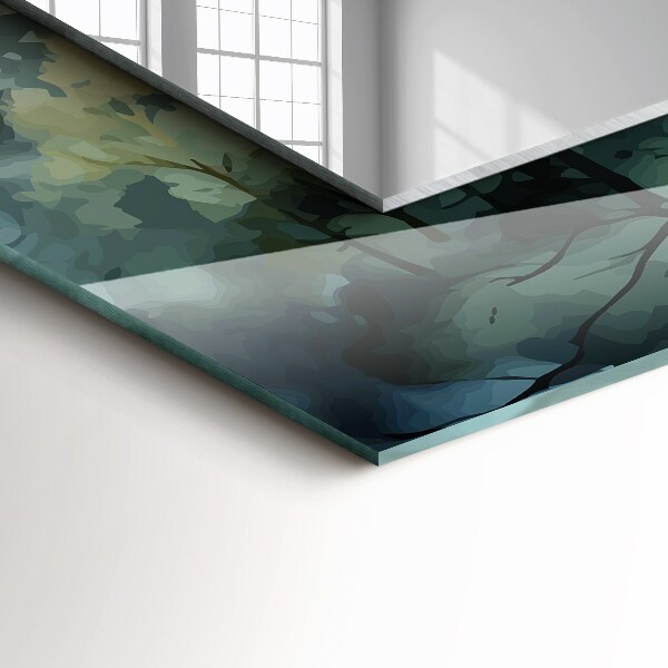 Spegel med tryck Blommor lämnar fåglar