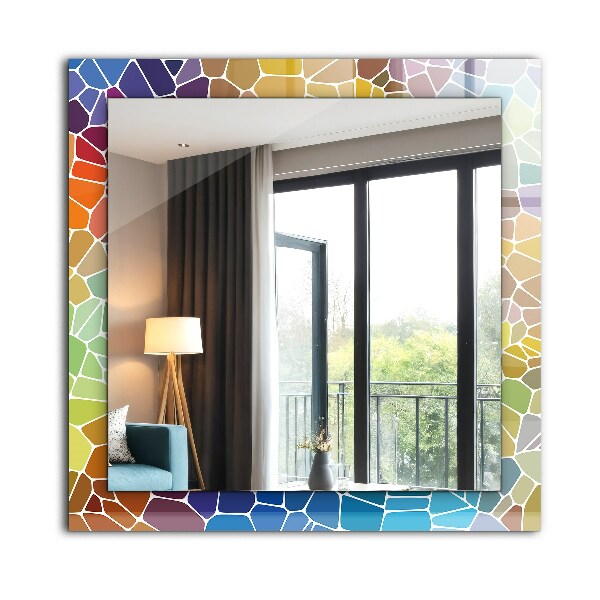 Spegel med tryckt ram Blommor och blad