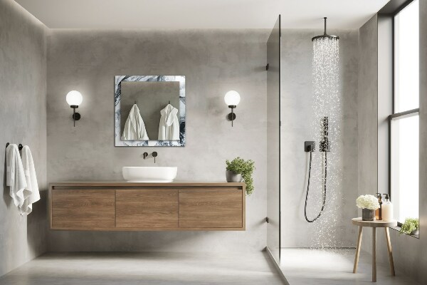 Rektangulär spegel med tryckt ram Höstträd