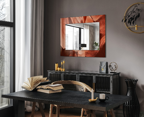 Rektangulär spegel med tryckt ram Motiverande fontän