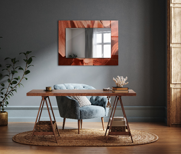 Rektangulär spegel med tryckt ram Motiverande fontän