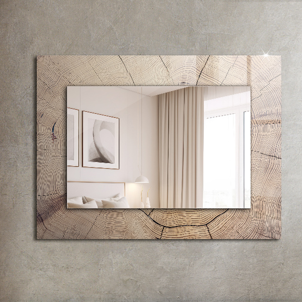 Rektangulär spegel med tryckt ram Blommor och fåglar