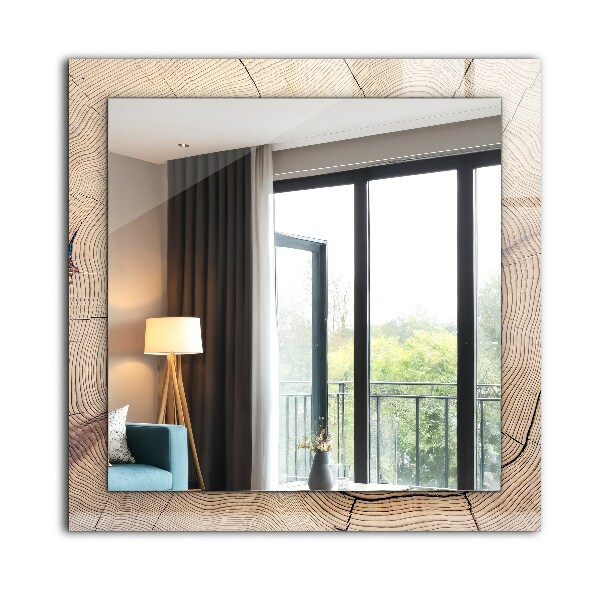 Rektangulär spegel med tryckt ram Blommor och fåglar