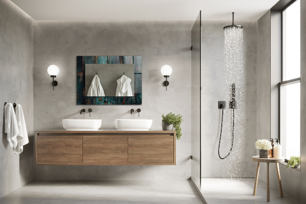 Spegel med tryckt ram Färgglada tropiska löv