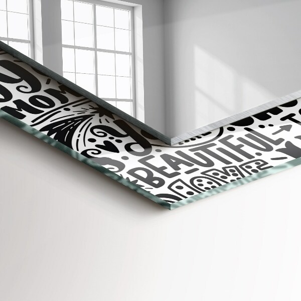 Spegel med tryckt ram Diagonala linjer på trä