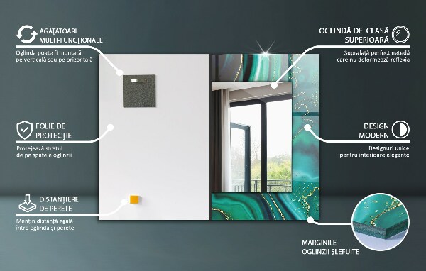 Spegel med tryck Turkos geometriska mönster
