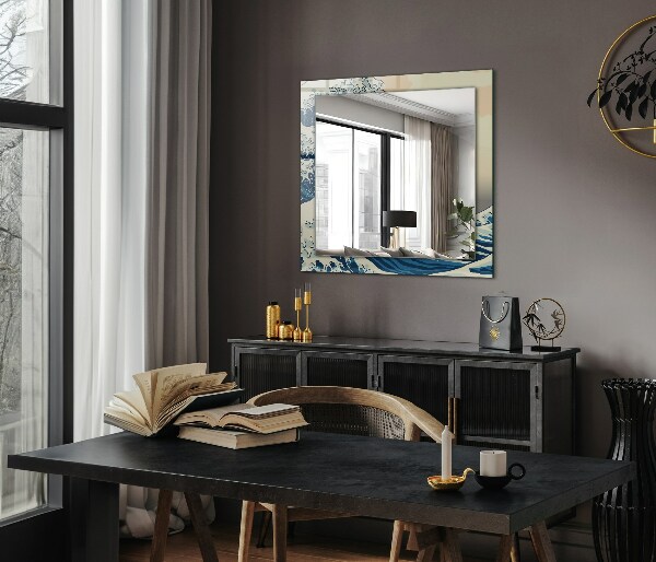 Rektangulär spegel med tryckt ram Abstrakt hartsmarmor