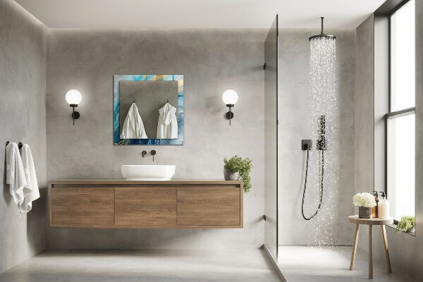 Spegel med tryckt ram Astratta frotté i marmorfärg