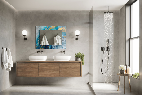 Spegel med tryckt ram Astratta frotté i marmorfärg