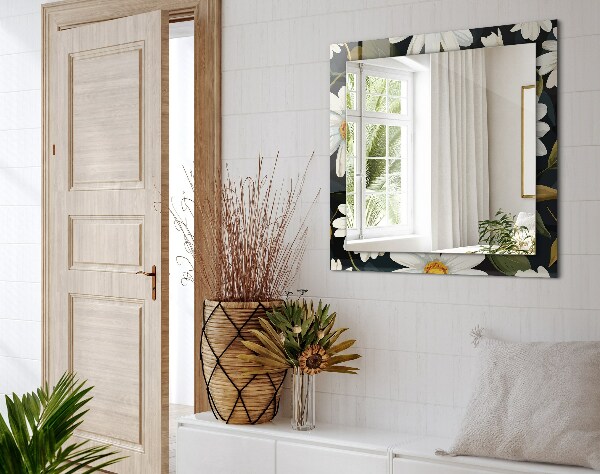 Spegel med tryckt ram Margherita bianca dimma