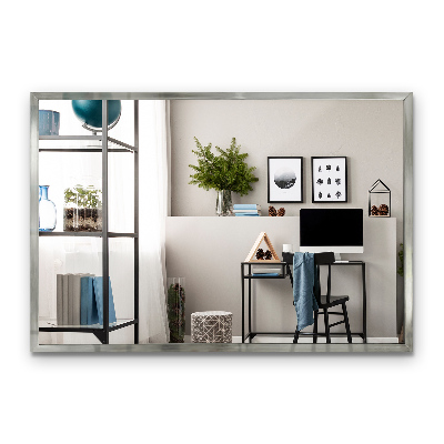 Stilren rektangulär spegel med silverram 60x40 cm