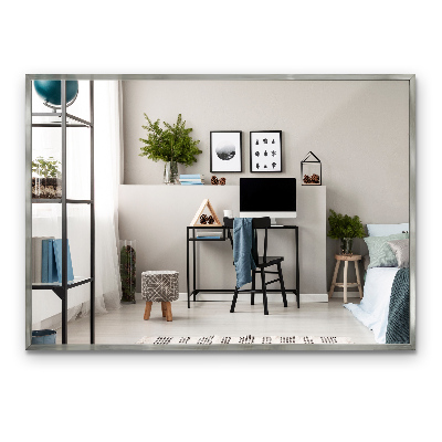 Rektangulär spegel med silverram 100x70 cm