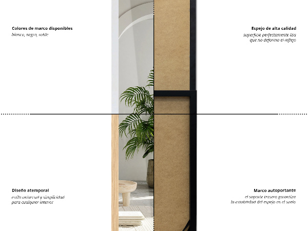 Stående spegel svart 14x61 in