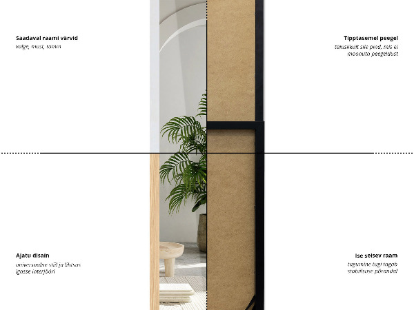 Stående spegel svart 14x61 in