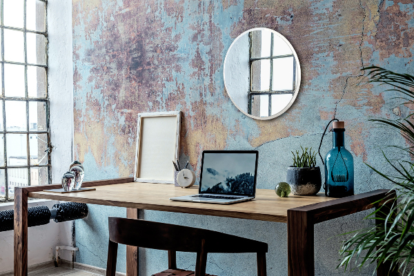 Rund spegel i vit ram för badrum fi 50 cm