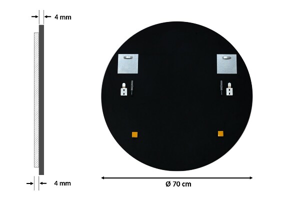 Rund spegel i svart ram för badrum fi 70 cm