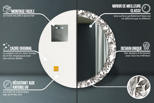 Rund spegel vägg Tropiska löv