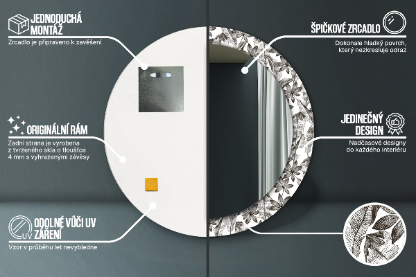 Rund spegel vägg Tropiska löv