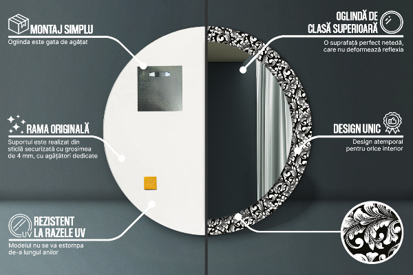 Rund spegel vägg Prydnad