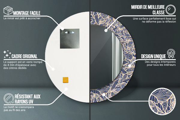 Rund spegel vägg Blommor