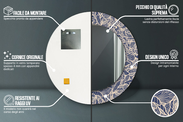 Rund spegel vägg Blommor