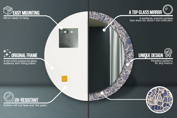 Rund spegel vägg Blommor