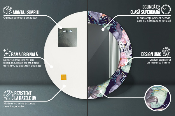 Rund spegel vägg Häger fåglar