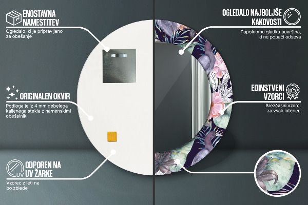 Rund spegel vägg Häger fåglar