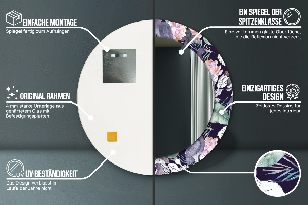 Rund spegel vägg Häger fåglar