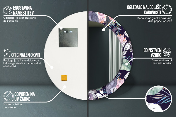 Rund spegel vägg Häger fåglar