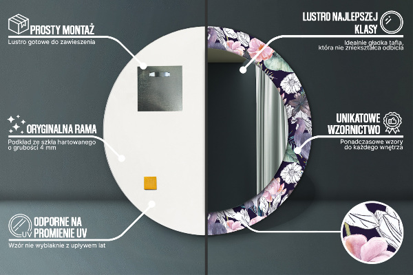 Rund spegel vägg Häger fåglar