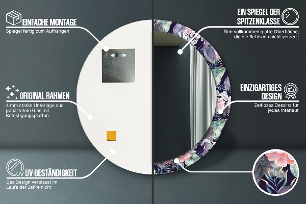 Rund spegel vägg Häger fåglar