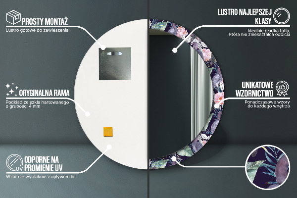 Rund spegel vägg Häger fåglar