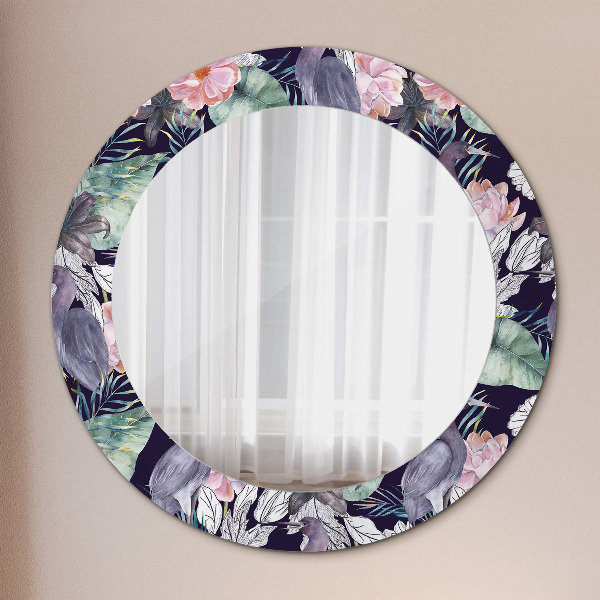 Rund spegel vägg Häger fåglar