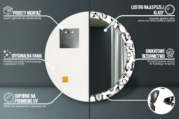 Rund spegel vägg Fjäril