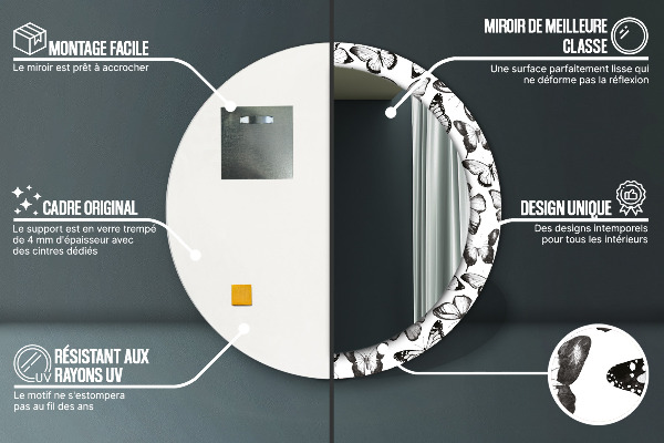 Rund spegel vägg Fjäril