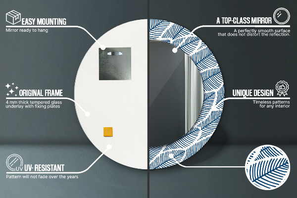 Rund spegel vägg Blad