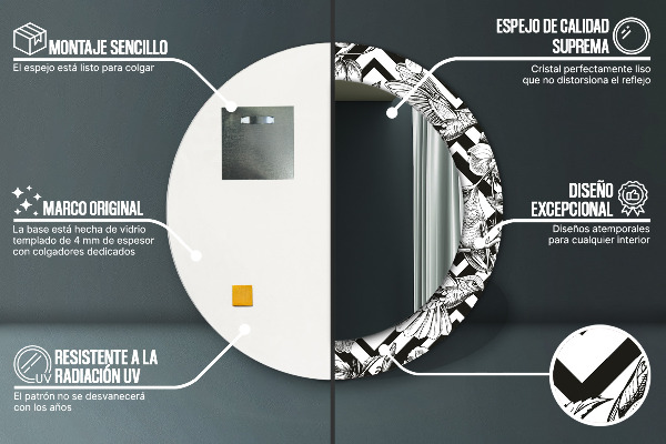 Rund spegel vägg Kolibrier