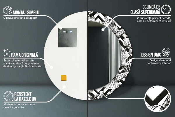 Rund spegel vägg Kolibrier